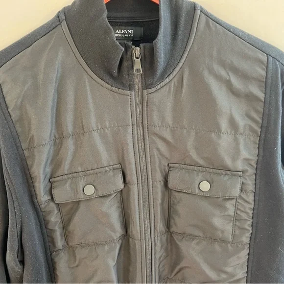 Alfani Jacket Fall Women's M Medium Black Full Zip Sweatshirt Mock Collar - Picture 4 of 6